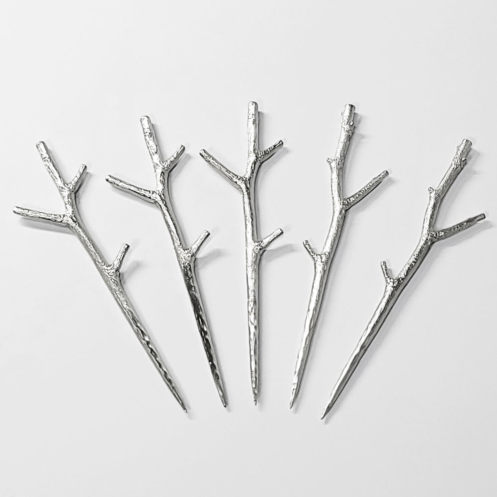 [TITASY] Pewter Fruit Picks, Dessert Fork, Appetizer Picks Set of 5 – Tea Tree Branch (FP-03T)