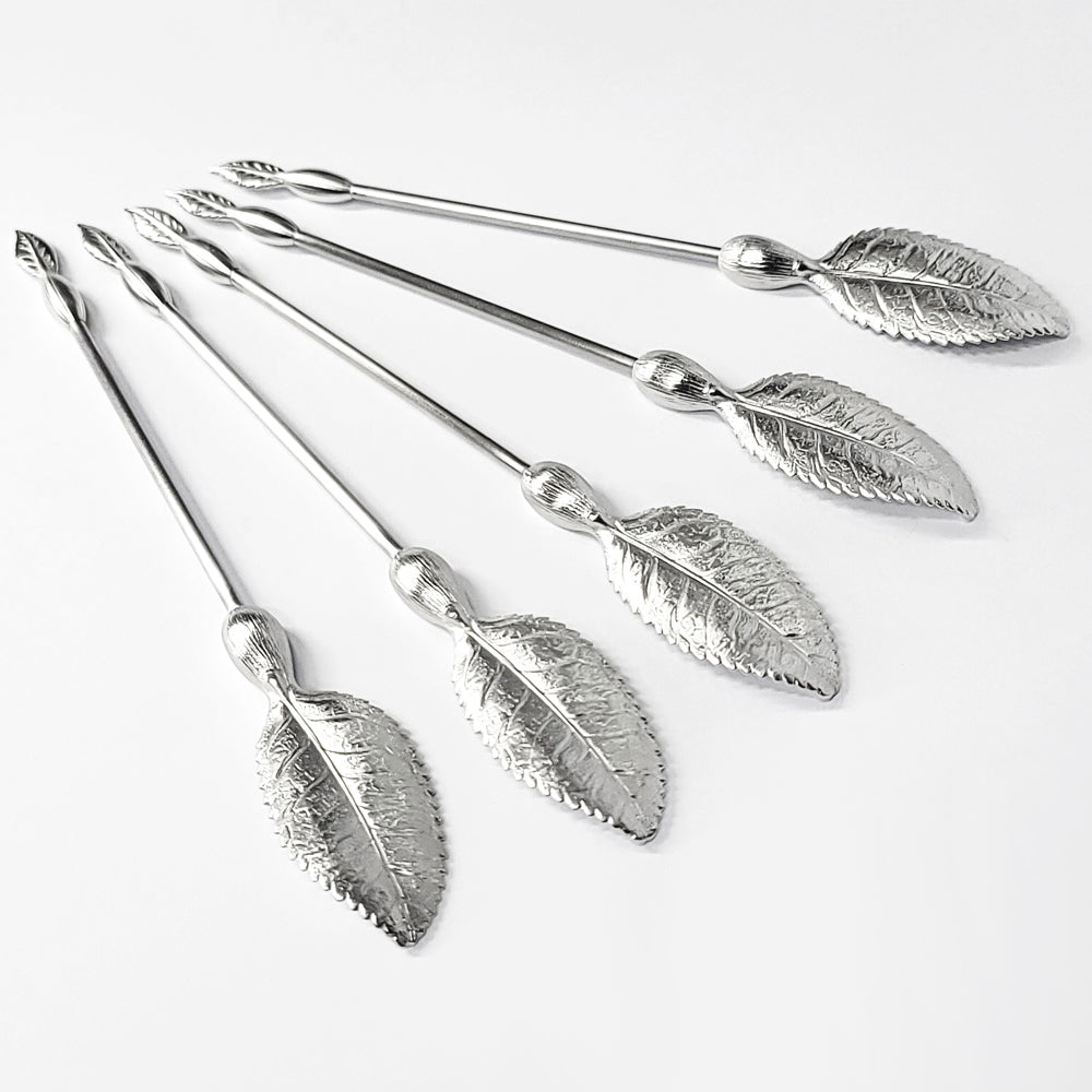[TITASY] Pewter Fruit Picks, Dessert Fork, Appetizer Picks Set of 5 – Big Tea Leaf (FP-04T)