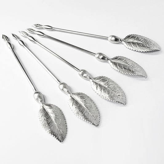 [TITASY] Pewter Fruit Picks, Dessert Fork, Appetizer Picks Set of 5 – Big Tea Leaf (FP-04T)