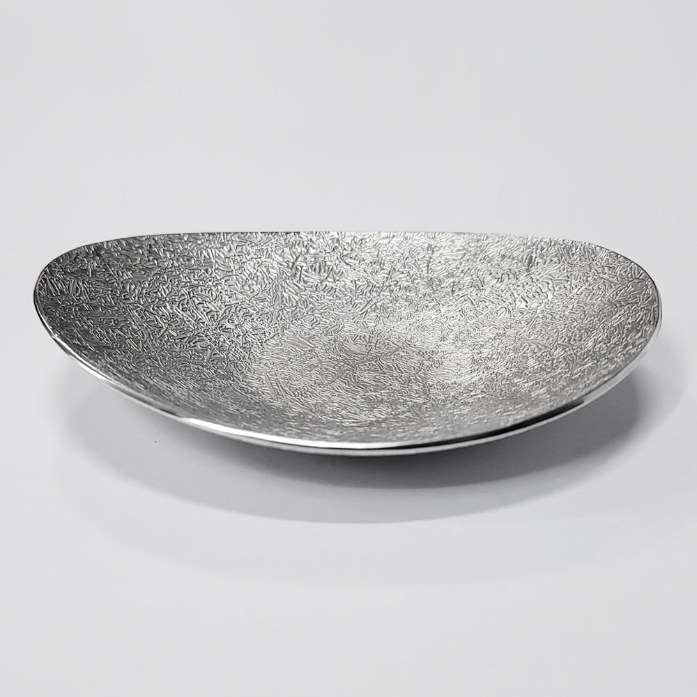 [TITASY] Pewter Oval Dessert Plate, Pastry Plate, Fruit Plate – L141mm × W118mm (PTO-A-001)