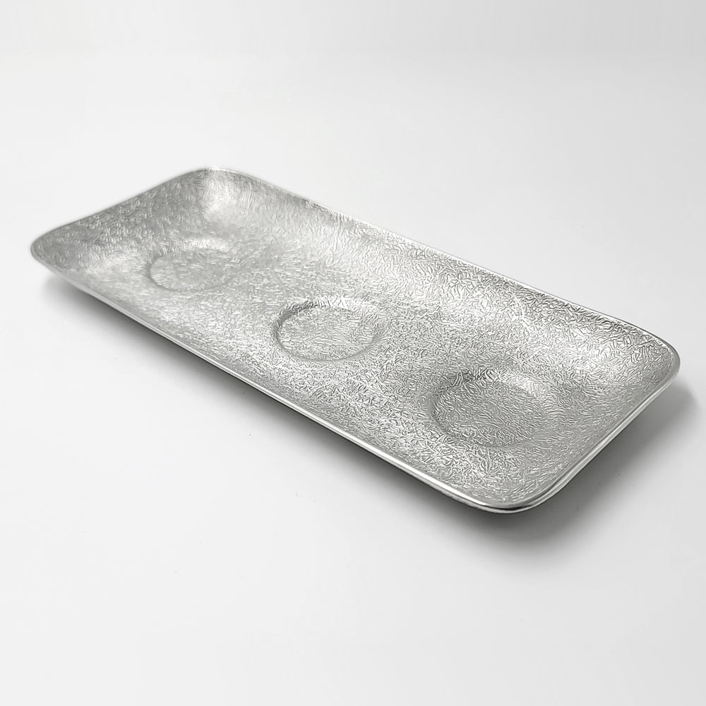 [TITASY] Pewter Serving Tray for Condiment Bowls & Topping Bowls – L235mm × W106mm (PT-A-005)
