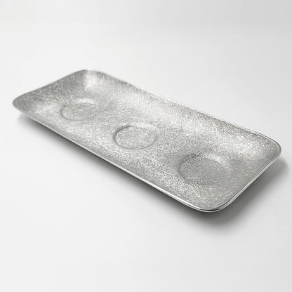 [TITASY] Pewter Serving Tray for Condiment Bowls & Topping Bowls – L235mm × W106mm (PT-A-005)