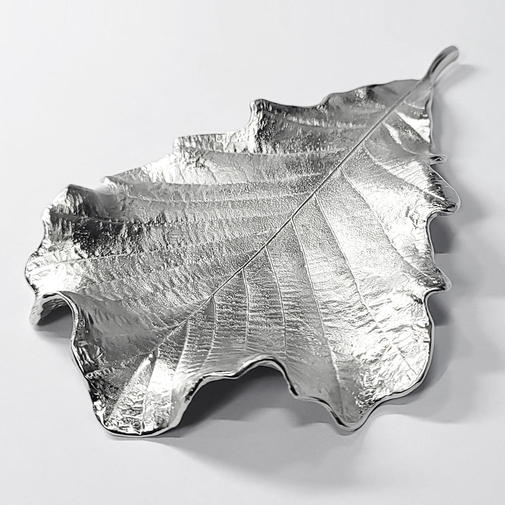 [TITASY] Pewter Oak Leaf Plate, Dessert Plate, Fruit Plate – L195mm × W126mm (PT-L-001)
