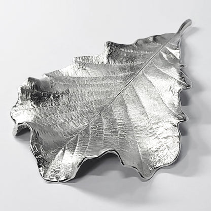 [TITASY] Pewter Oak Leaf Plate, Dessert Plate, Fruit Plate – L195mm × W126mm (PT-L-001)