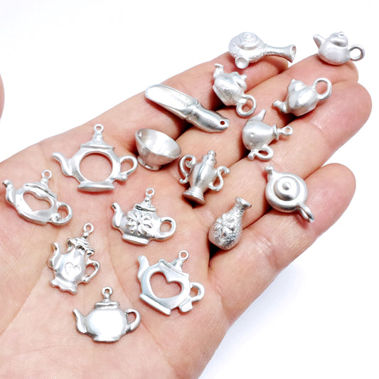 [TITASY] Pewter Miniature Tea Ware Charms 16pc Set (TAC-01T)