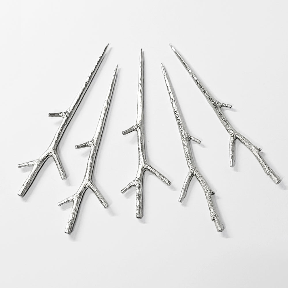 [TITASY] Pewter Fruit Picks, Dessert Fork, Appetizer Picks Set of 5 – Tea Tree Branch (FP-03T)