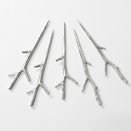 [TITASY] Pewter Fruit Picks, Dessert Fork, Appetizer Picks Set of 5 – Tea Tree Branch (FP-03T)