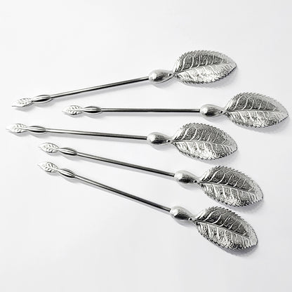 [TITASY] Pewter Fruit Picks, Dessert Fork, Appetizer Picks Set of 5 – Big Tea Leaf (FP-04T)