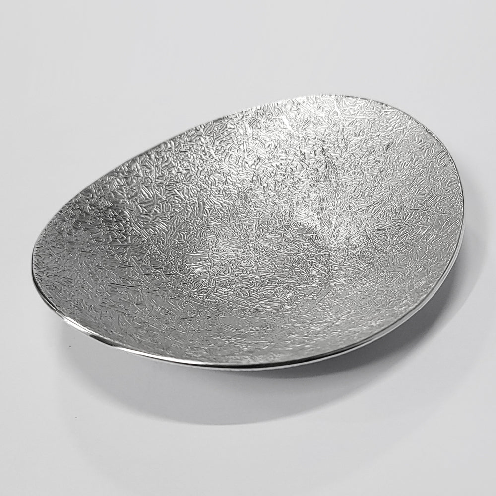 [TITASY] Pewter Oval Dessert Plate, Pastry Plate, Fruit Plate – L141mm × W118mm (PTO-A-001)