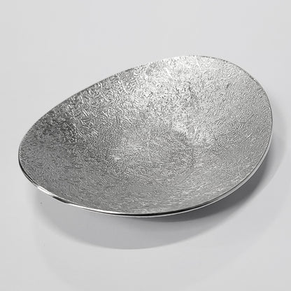 [TITASY] Pewter Oval Dessert Plate, Pastry Plate, Fruit Plate – L141mm × W118mm (PTO-A-001)