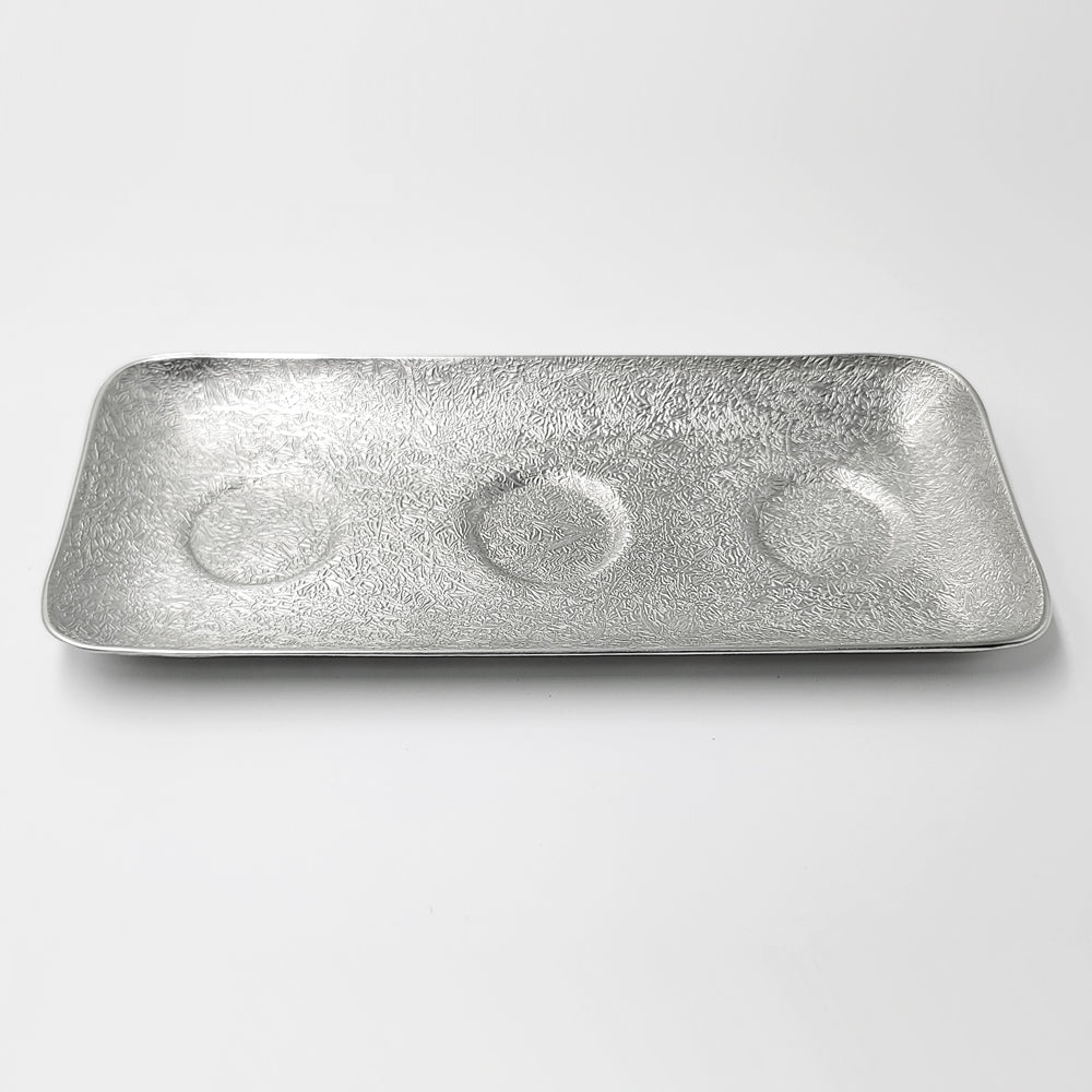 [TITASY] Pewter Serving Tray for Condiment Bowls & Topping Bowls – L235mm × W106mm (PT-A-005)