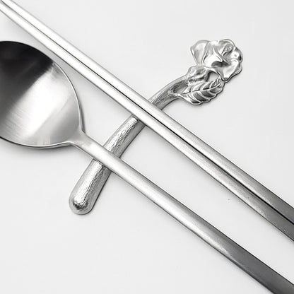 [TITASY] Pewter Chopstick Rest, Spoon Rest, Knife Rest - Rose (CR-01T)
