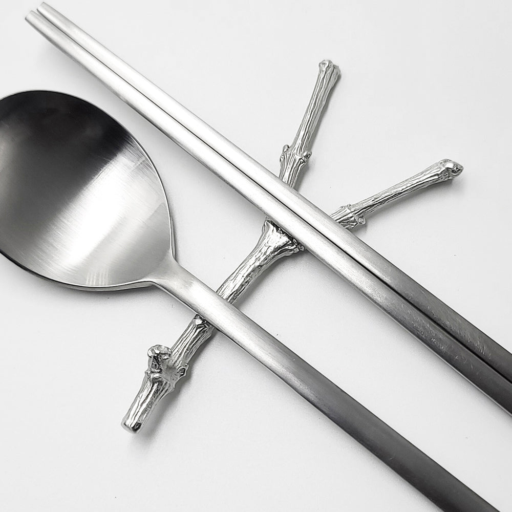 [TITASY] Pewter Chopstick Rest, Spoon Rest, Knife Rest – Branch (CR-03T)