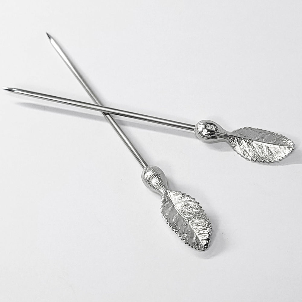 [TITASY] Pewter Fruit Picks, Dessert Fork, Appetizer Picks Set of 5 – Tea Leaf (FP-02T)
