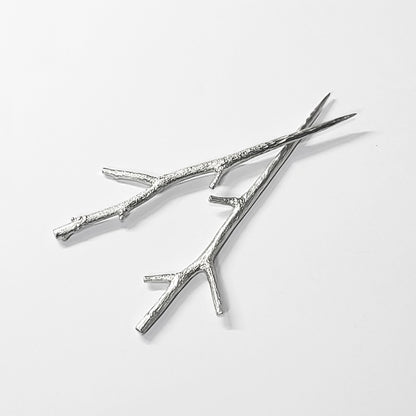 [TITASY] Pewter Fruit Picks, Dessert Fork, Appetizer Picks Set of 5 – Tea Tree Branch (FP-03T)