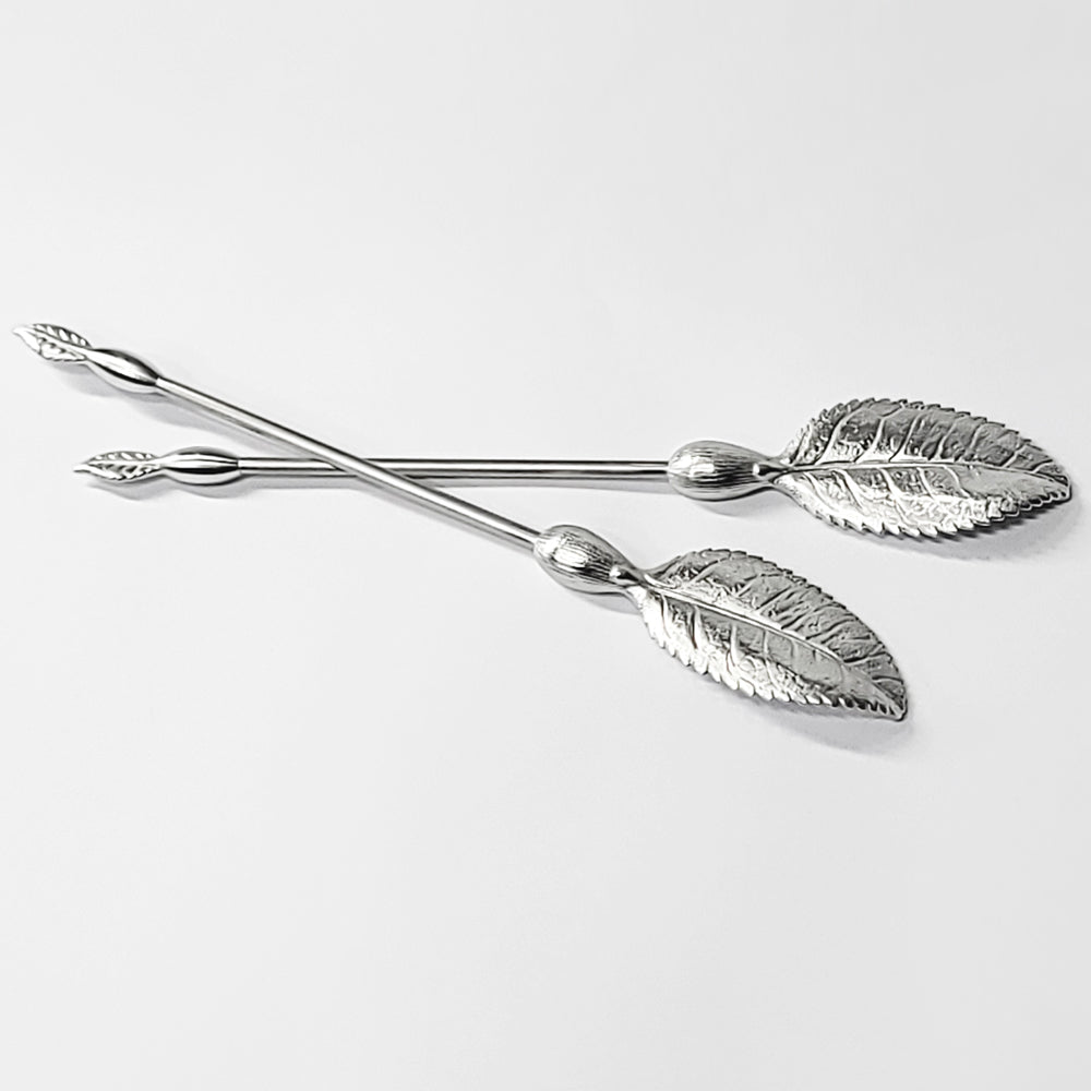 [TITASY] Pewter Fruit Picks, Dessert Fork, Appetizer Picks Set of 5 – Big Tea Leaf (FP-04T)