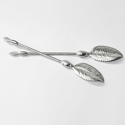 [TITASY] Pewter Fruit Picks, Dessert Fork, Appetizer Picks Set of 5 – Big Tea Leaf (FP-04T)