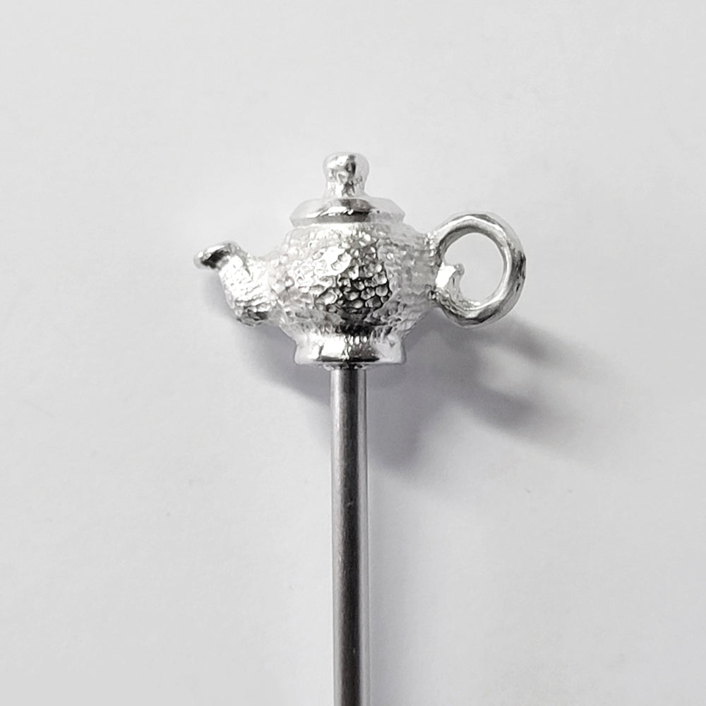 [TITASY] Pewter Fruit Picks, Dessert Fork, Appetizer Picks Set of 5 – Teapot (FP-05T)