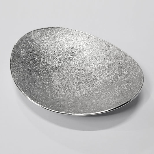 [TITASY] Pewter Oval Dessert Plate, Pastry Plate, Fruit Plate – L141mm × W118mm (PTO-A-001)