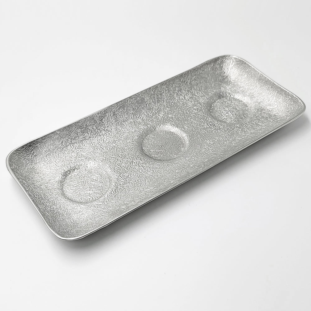 [TITASY] Pewter Serving Tray for Condiment Bowls & Topping Bowls – L235mm × W106mm (PT-A-005)