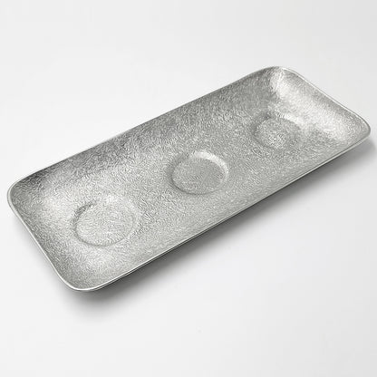 [TITASY] Pewter Serving Tray for Condiment Bowls & Topping Bowls – L235mm × W106mm (PT-A-005)