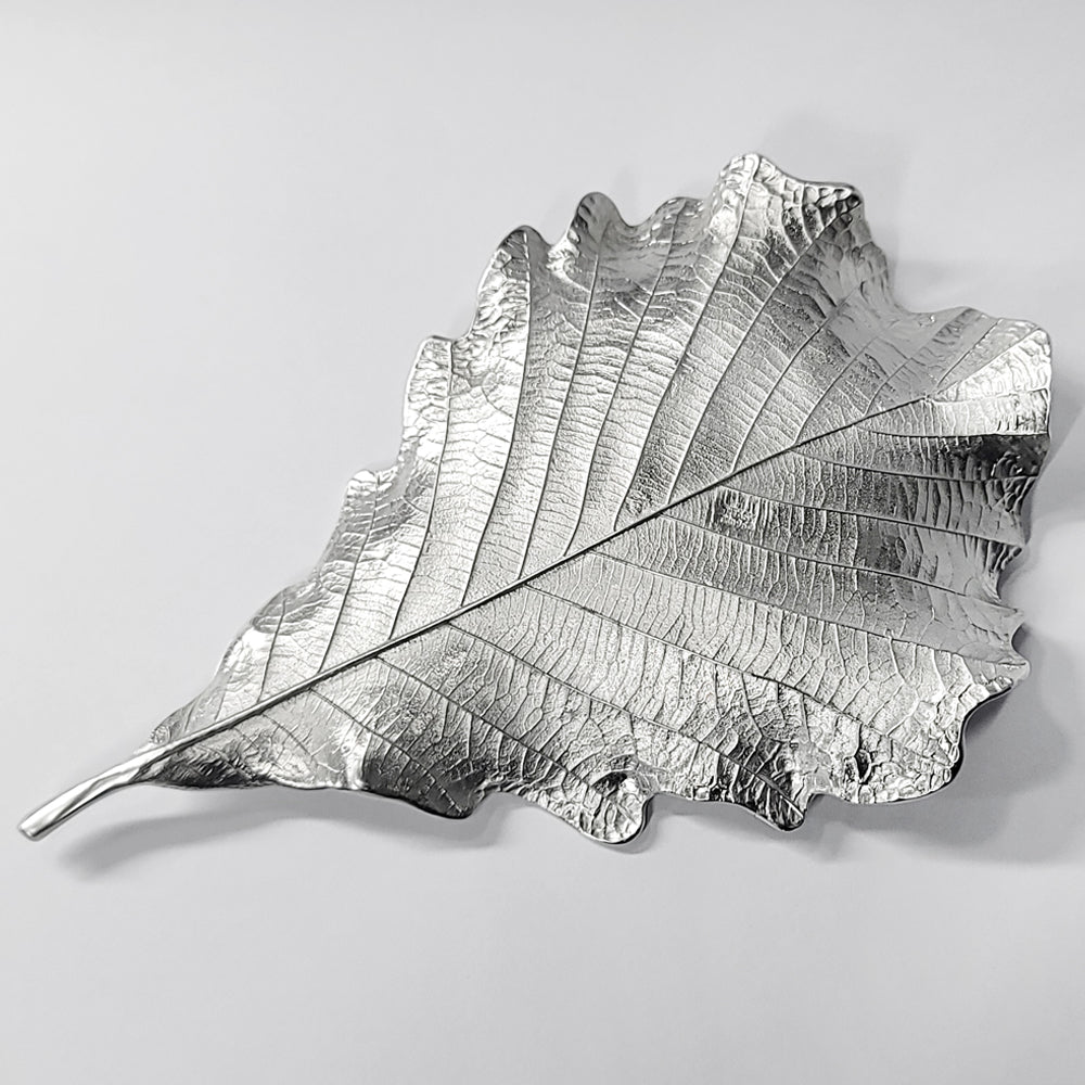 [TITASY] Pewter Oak Leaf Plate, Dessert Plate, Fruit Plate – L195mm × W126mm (PT-L-001)