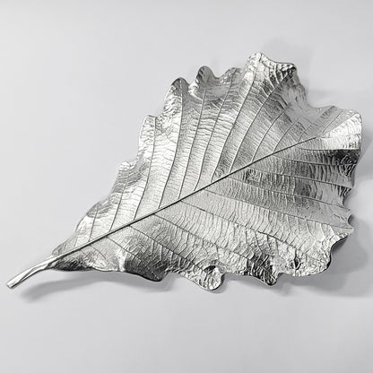 [TITASY] Pewter Oak Leaf Plate, Dessert Plate, Fruit Plate – L195mm × W126mm (PT-L-001)